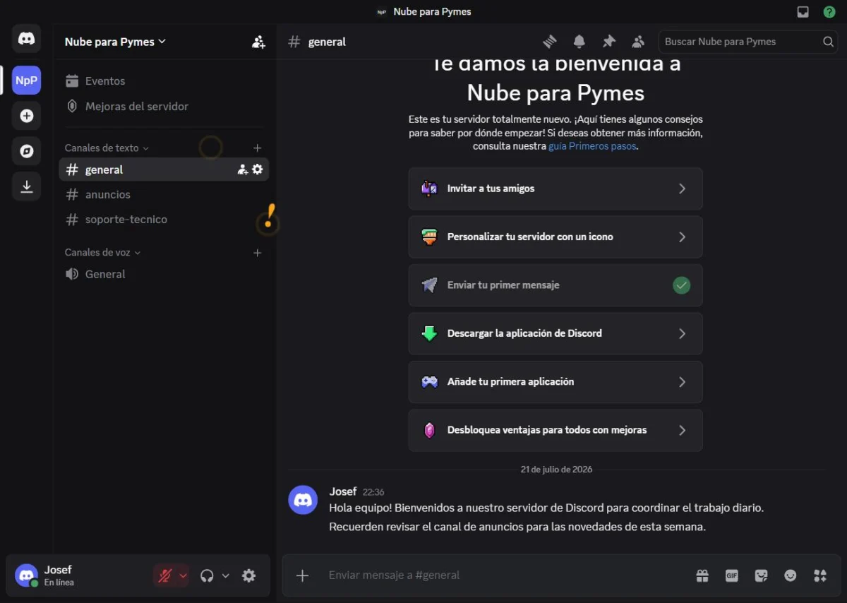 Panel de una alternativa gratuita a Slack