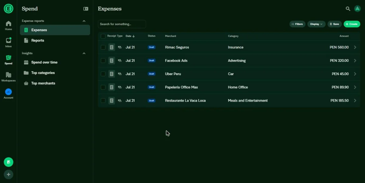 App de control de gastos en uso