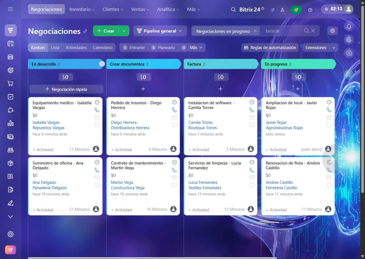 Panel de Bitrix24, alternativa gratuita a Salesforce