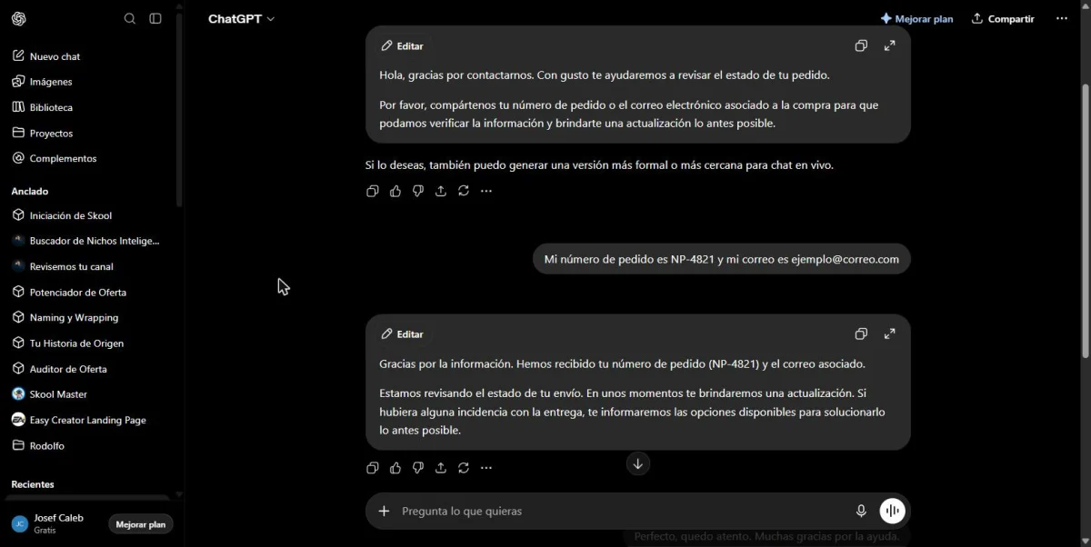 Configuración de ChatGPT para atención al cliente