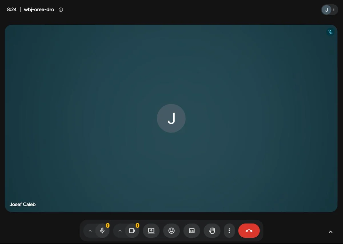 Interfaz de una videollamada en Google Meet