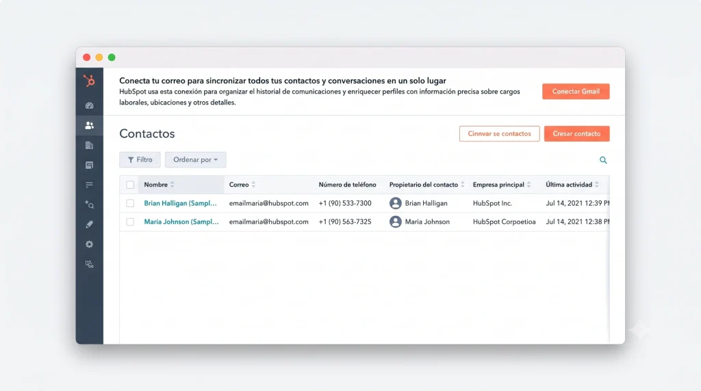 Panel de HubSpot en la comparativa HubSpot vs Zoho