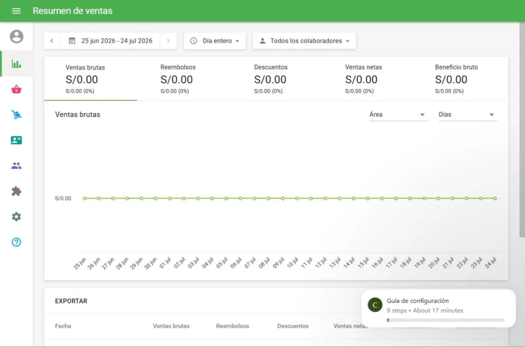 Panel de Loyverse, sistema de punto de venta para restaurantes