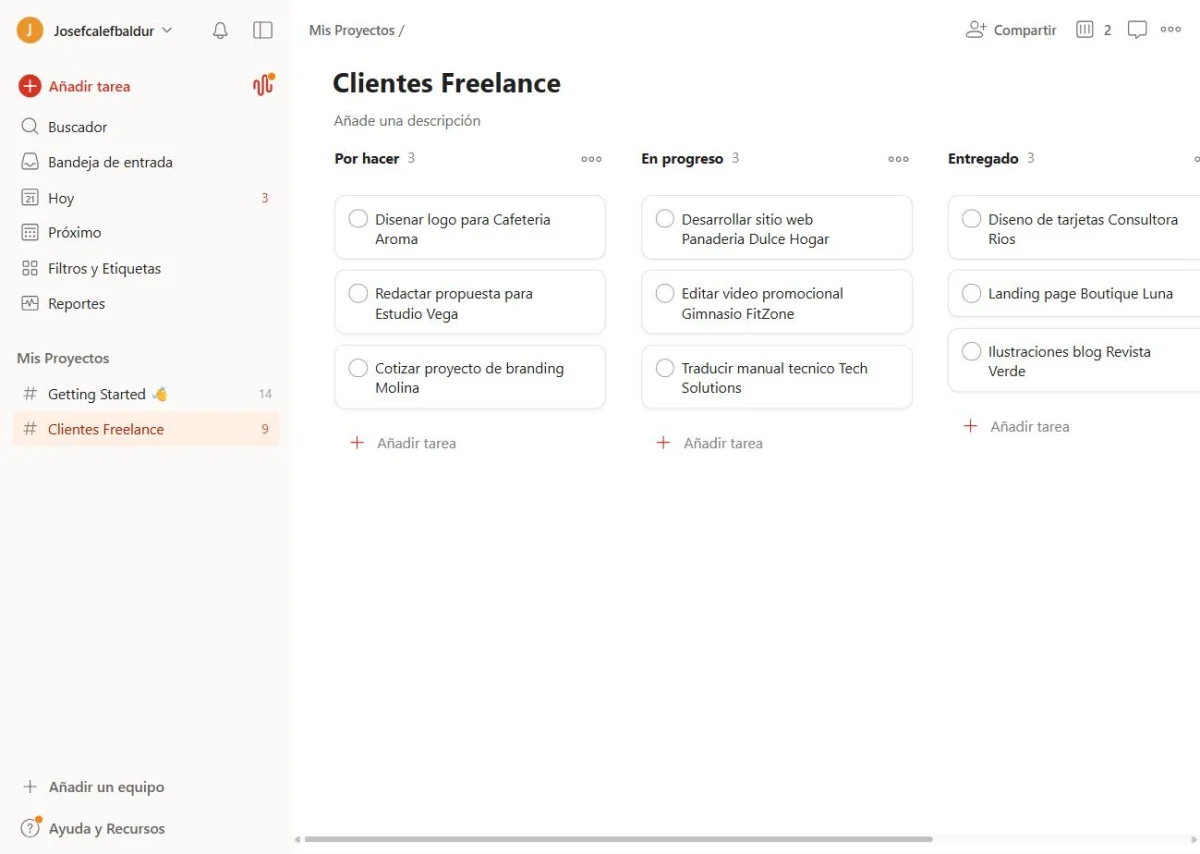 App de tareas Todoist para freelancers