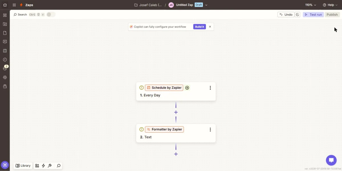 Panel de Zapier automatizando una tarea