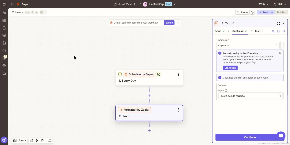 Flujo de automatización en Zapier
